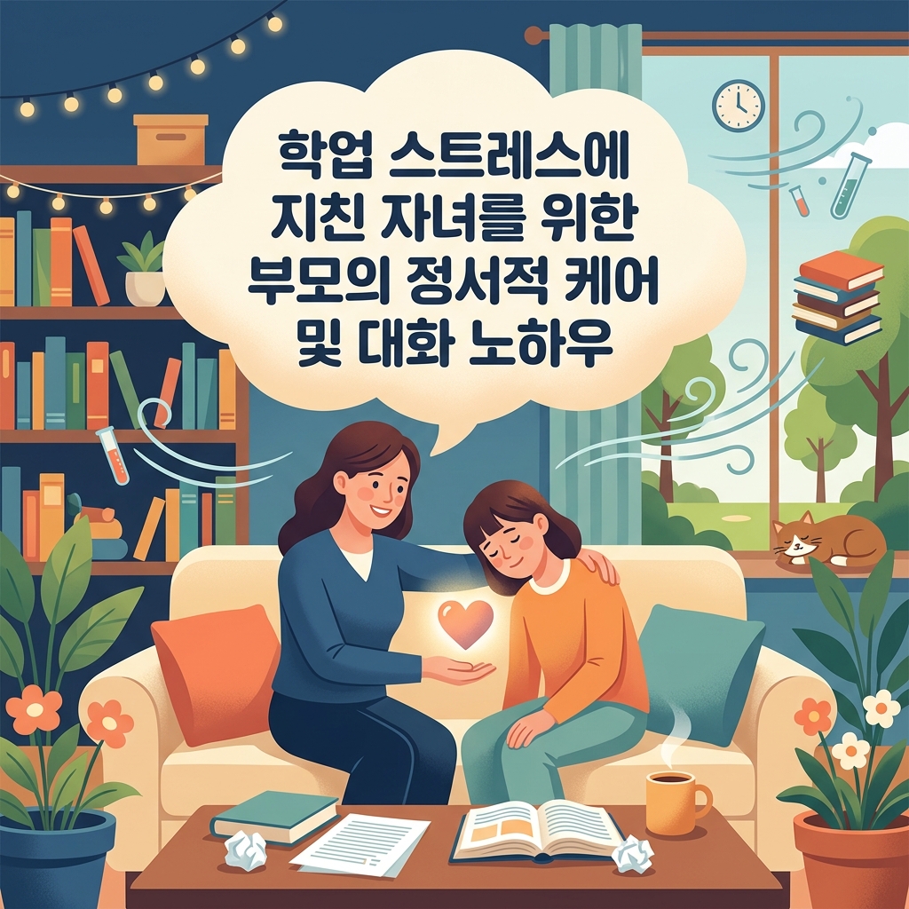 ai thumbnail illustration 학업 스트레스에 지친 자녀를 위한 부모의 정서적 케어 및 대화 노하우 1786910544