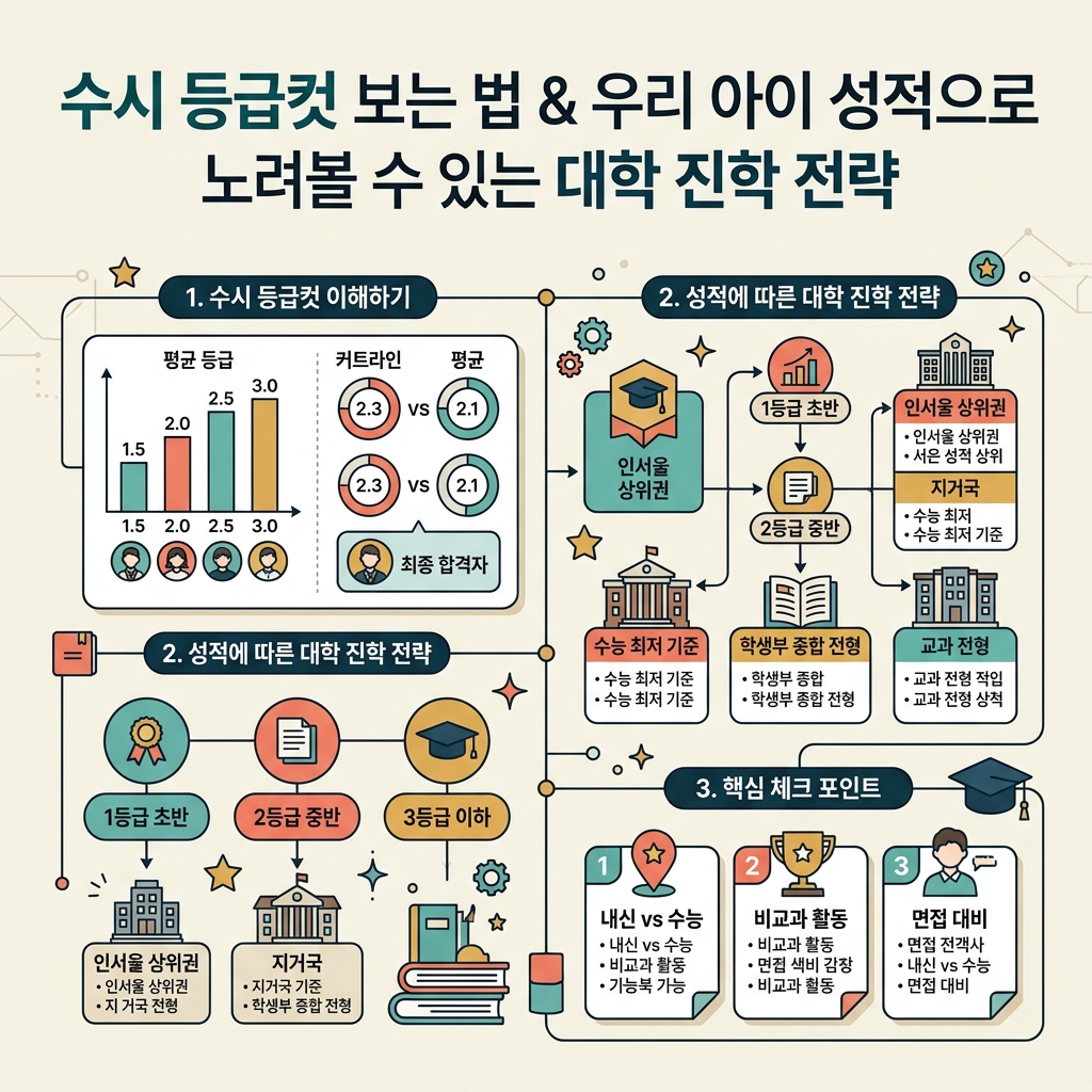 ai thumbnail infographic 수시 등급컷 보는 법 우리 아이 성적으로 노려볼 수 있는 대학 진학 전략 1786678832