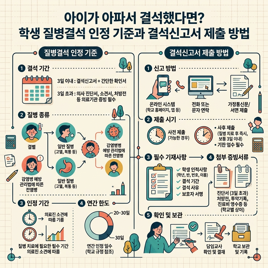ai thumbnail infographic 아이가 아파서 결석했다면 학생 질병결석 인정 기준과 결석신고서 제출 방법 1788520628