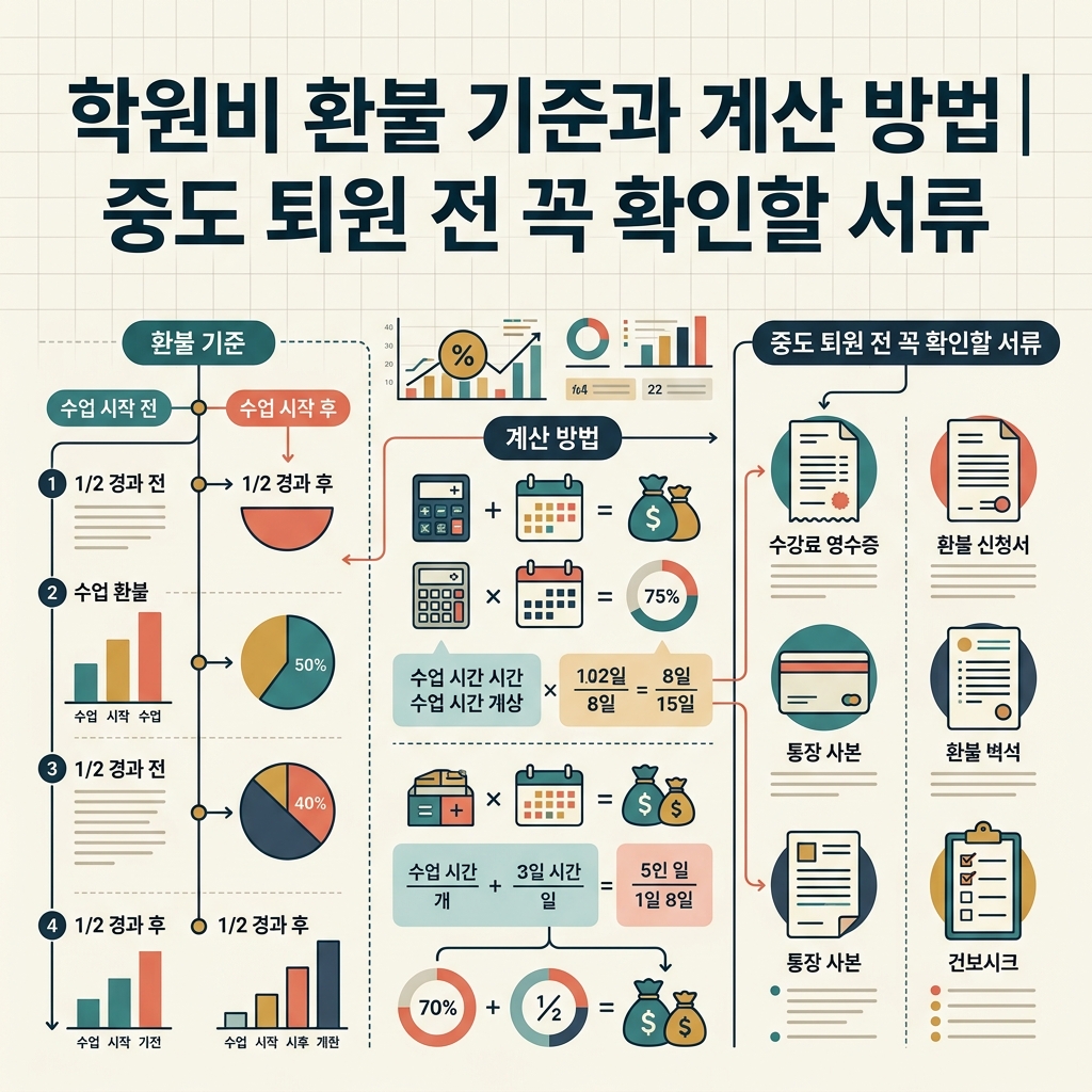 ai thumbnail infographic 학원비 환불 기준과 계산 방법｜중도 퇴원 전 꼭 확인할 서류 1788366395