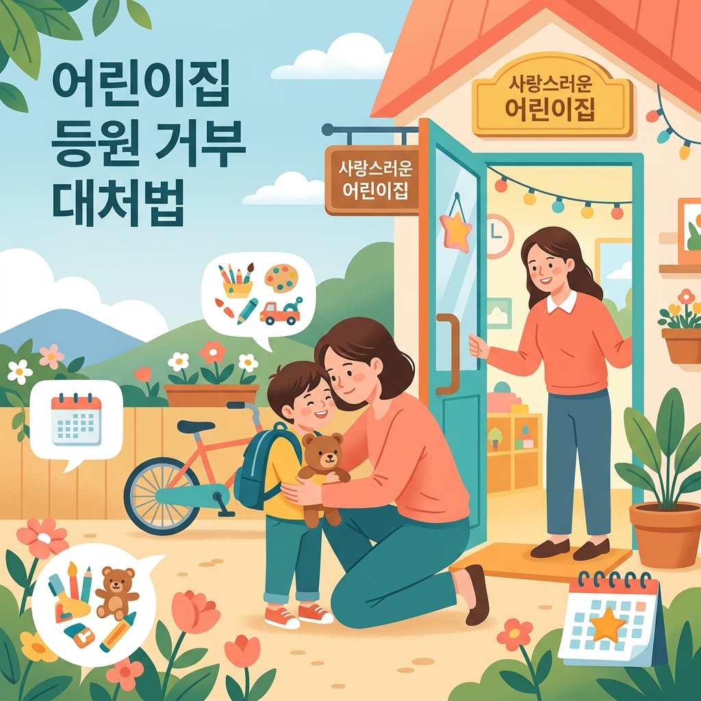 ai thumbnail illustration 어린이집 등원 거부 대처법 1792395866