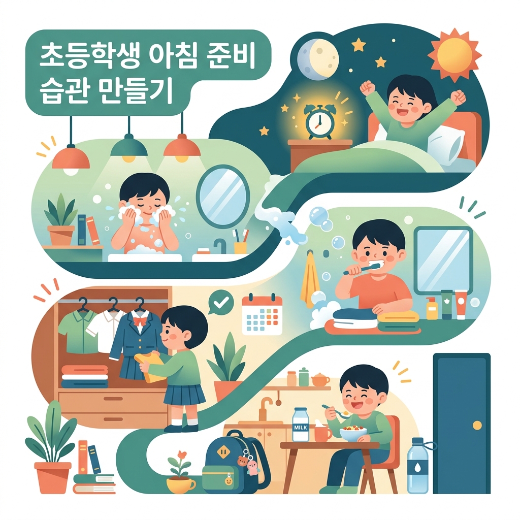 ai thumbnail illustration 초등학생 아침 준비 습관 만들기 1792398837